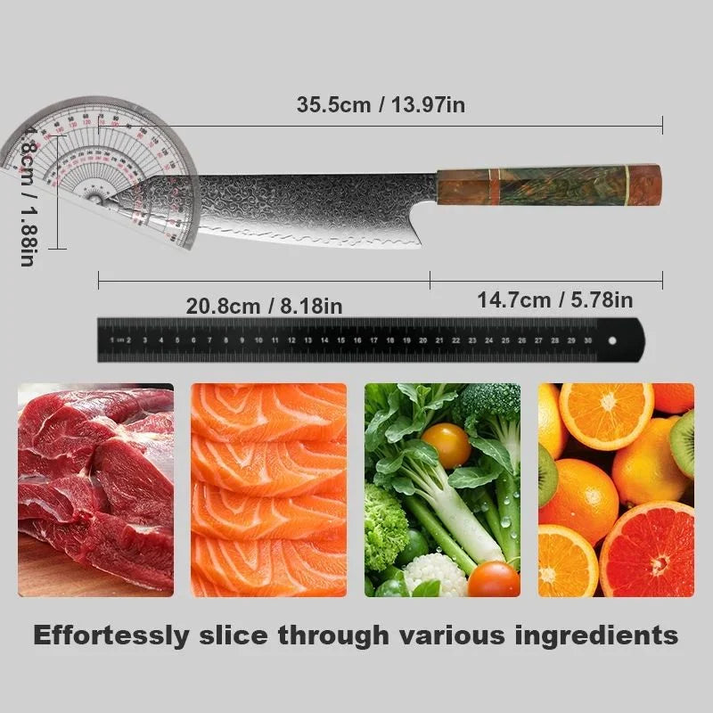 8-Inch Damascus Nakiri Chef Knife – 67-Layer VG10 Steel