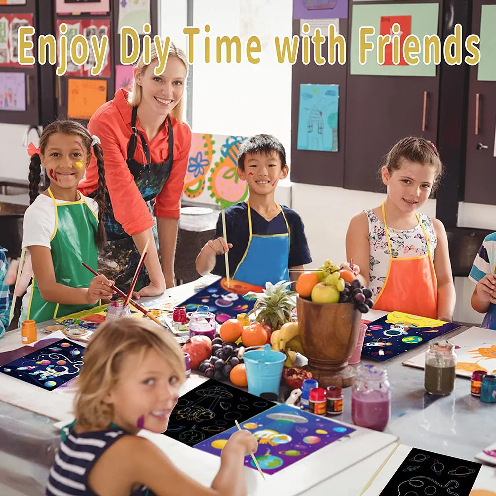 Children Scratch Painting Magic Rainbow Colors Art Card Books Early
