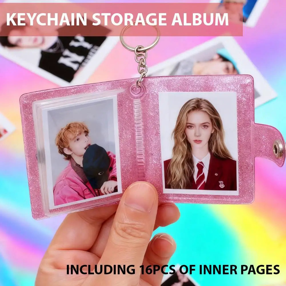 Mini Keychain Photo Album – 16 Pocket 1-Inch Card Holder