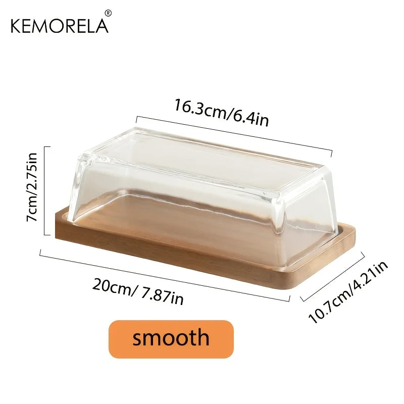 Wooden Cheese Tray with Glass Cover | Butter & Dessert Board