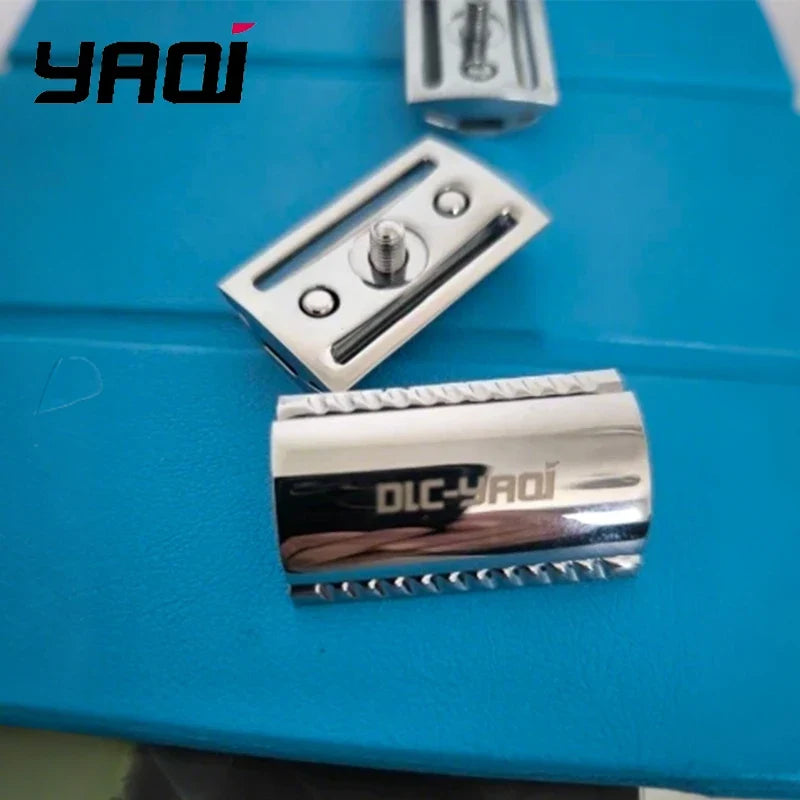 YAQI Chrome Scalloped Bar Double Edge Safety Razor Head Mens