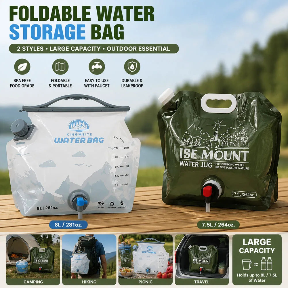 8L Collapsible Water Container with Spigot for Camping & Hiking