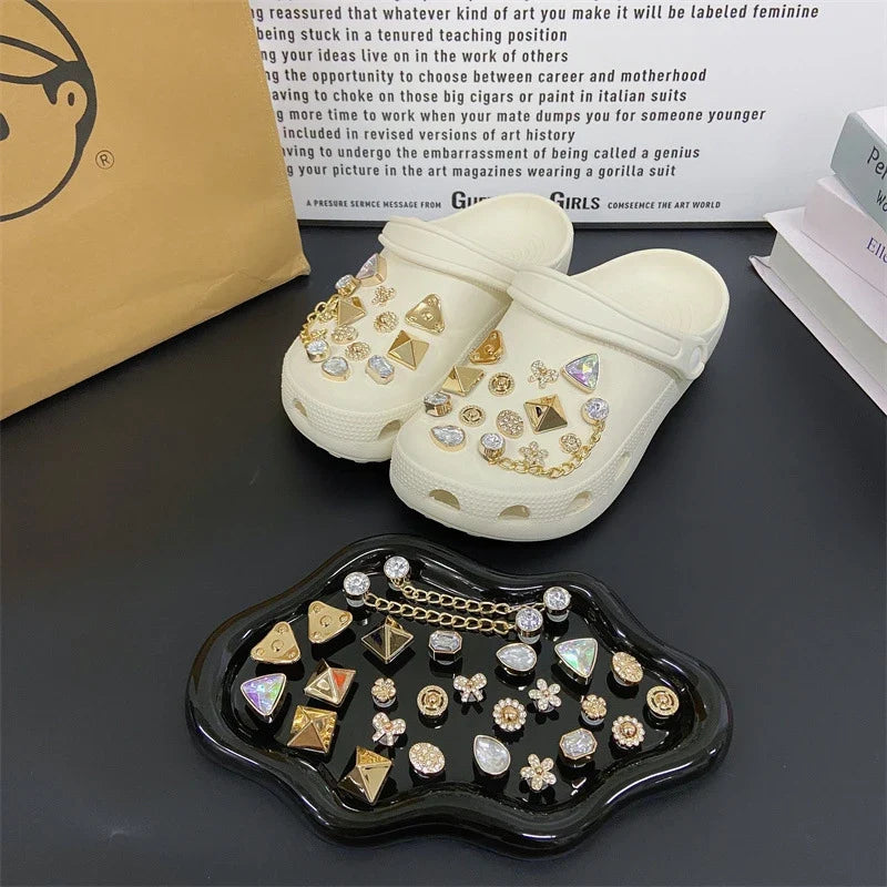 Fashionable Shoe Accessory Made Metal Chain Clasp Removable Suitable