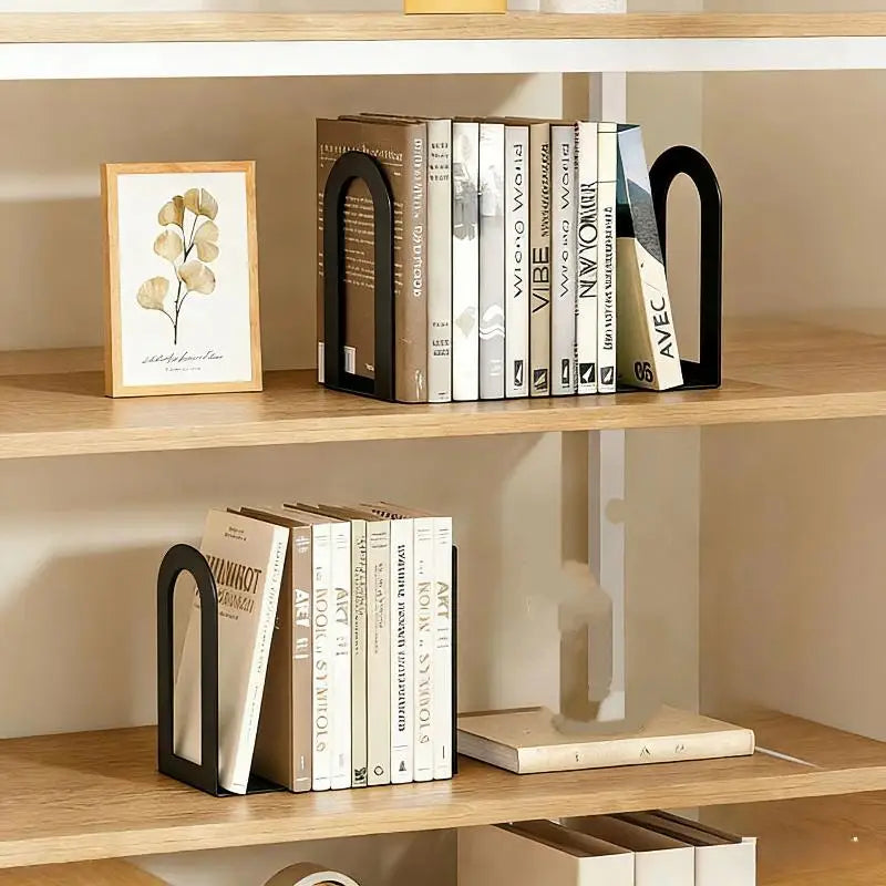 L-Shaped Iron Bookends Set of 2 – Non-Slip Desk Book Stand