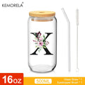 470ml Glass Tumbler with Bamboo Lid & Straw | Mason Jar Cup