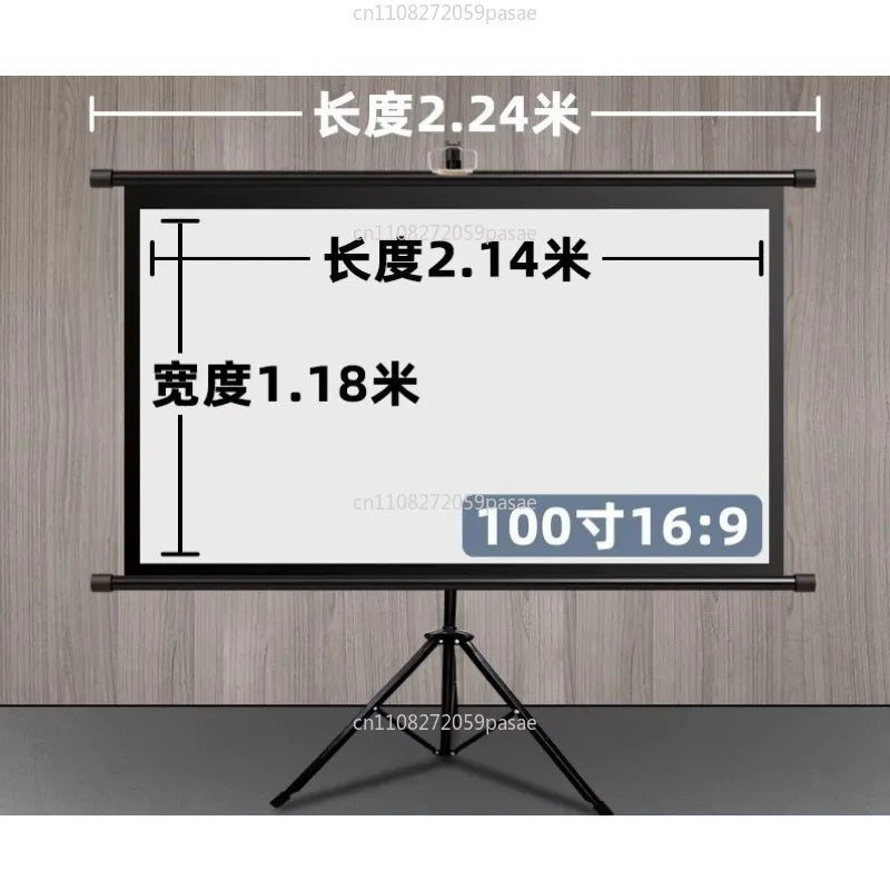 100" Tripod Projector Screen 16:9 4K HD Portable Home Cinema