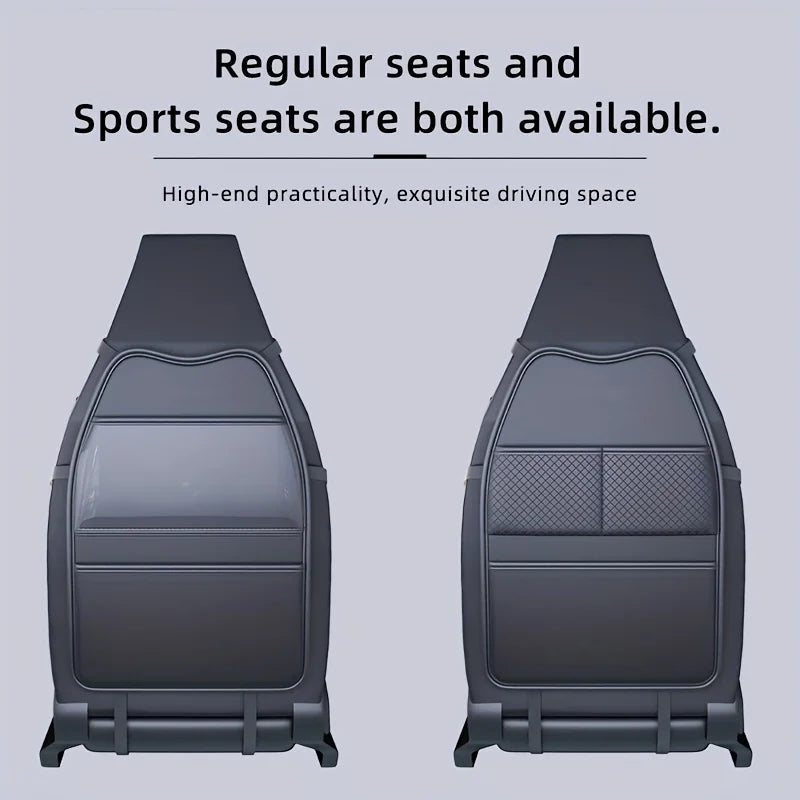 PU Leather Car Seat Back Protector with Pockets & Tablet Holder