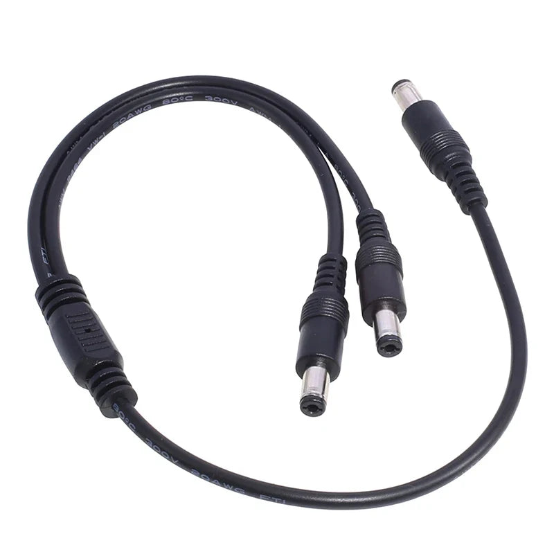 1 Male 2 Connector Plug DC Power Splitter Cable CCTV LED Strip Light