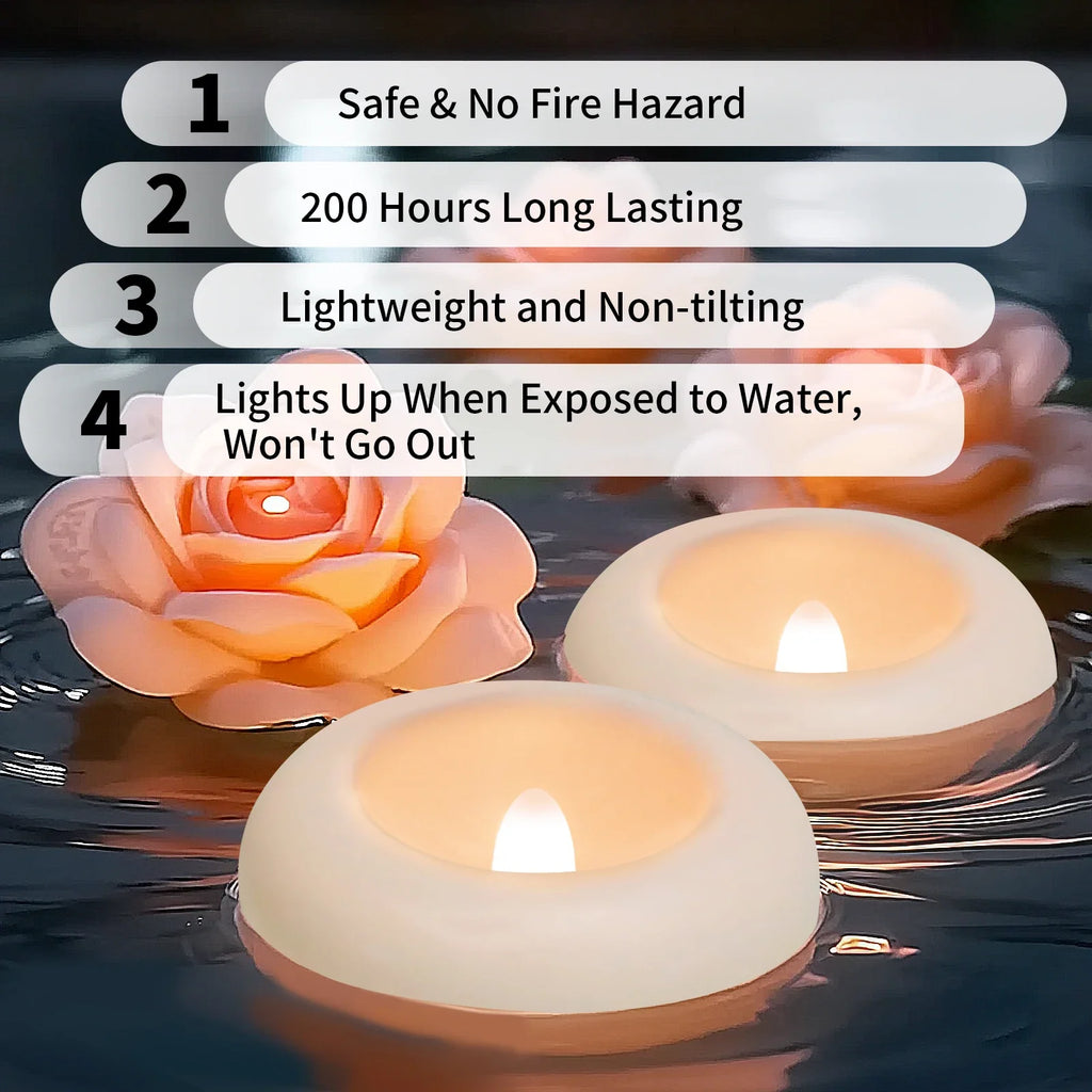 Floating Flameless LED Candles | Waterproof Pool Tealights 12/24 Pack