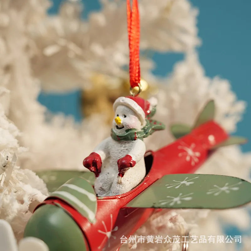 Christmas Ironwork Airplane Pendants Home Iron Handicrafts Snowmen