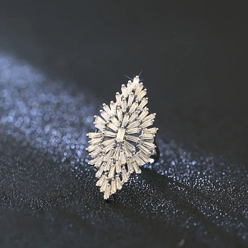 Huitan Hollow Marquise CZ Ring – Women's Wedding Band
