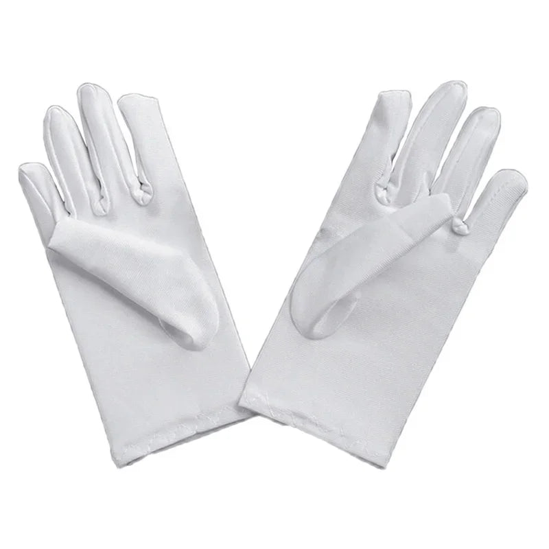 White Satin Kids Gloves – Flower Girl Wedding & Party Gloves