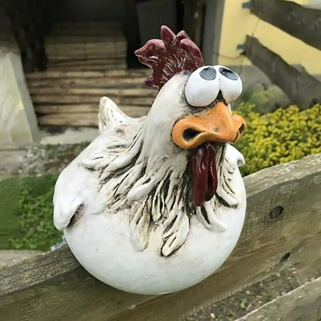 Funny Chicken Fence Decoration – Resin Rooster Garden Ornament
