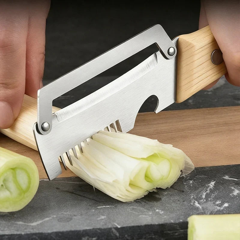 Stainless Steel Vegetable Peeler with Wooden Handle