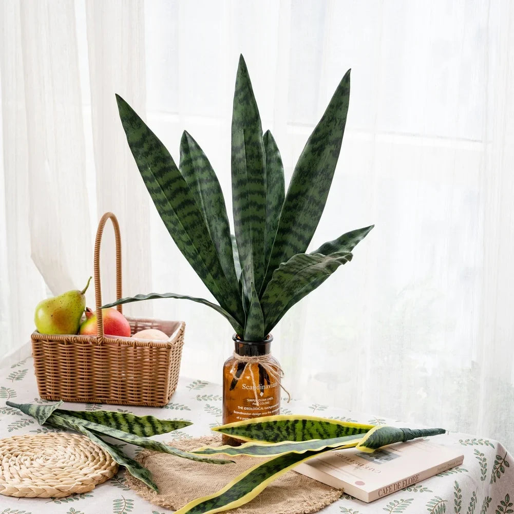 Artificial PVC Snake Plant Fake Green Plants Low-maintenance Home