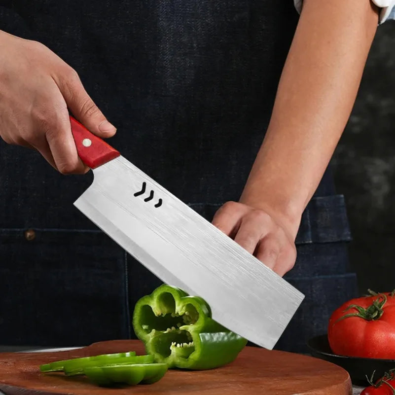 InLeung Stainless Steel Butcher Cleaver – Wooden Handle Chef Knife