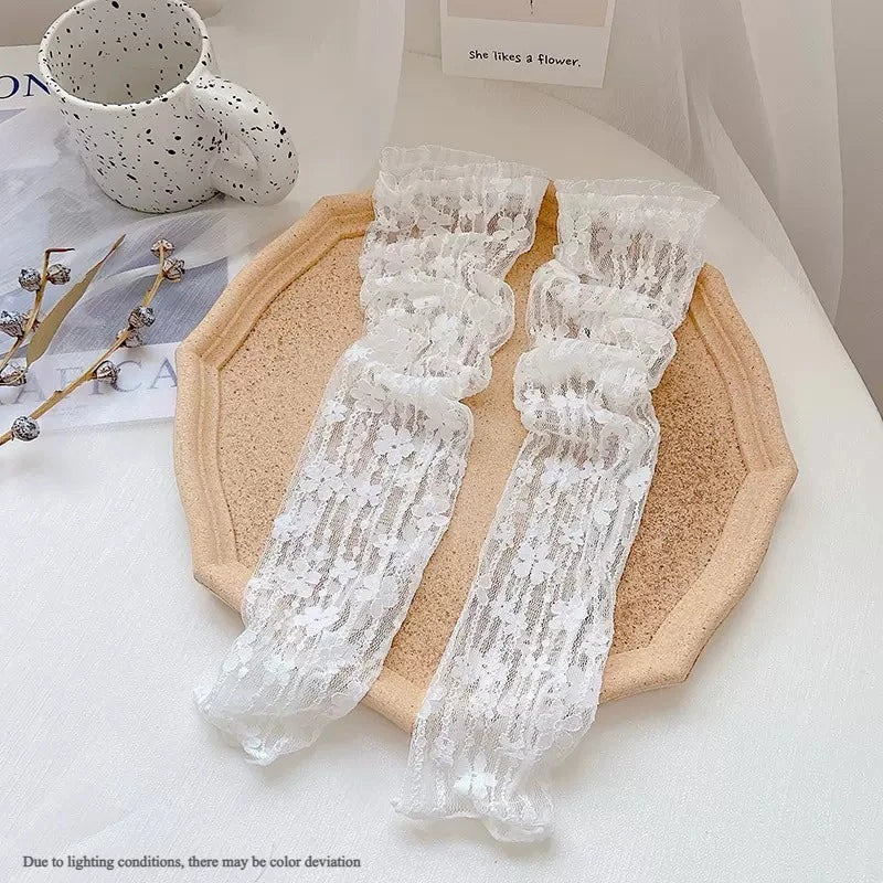 Women's Lace Half-Finger Gloves & Long UV Arm Sleeves