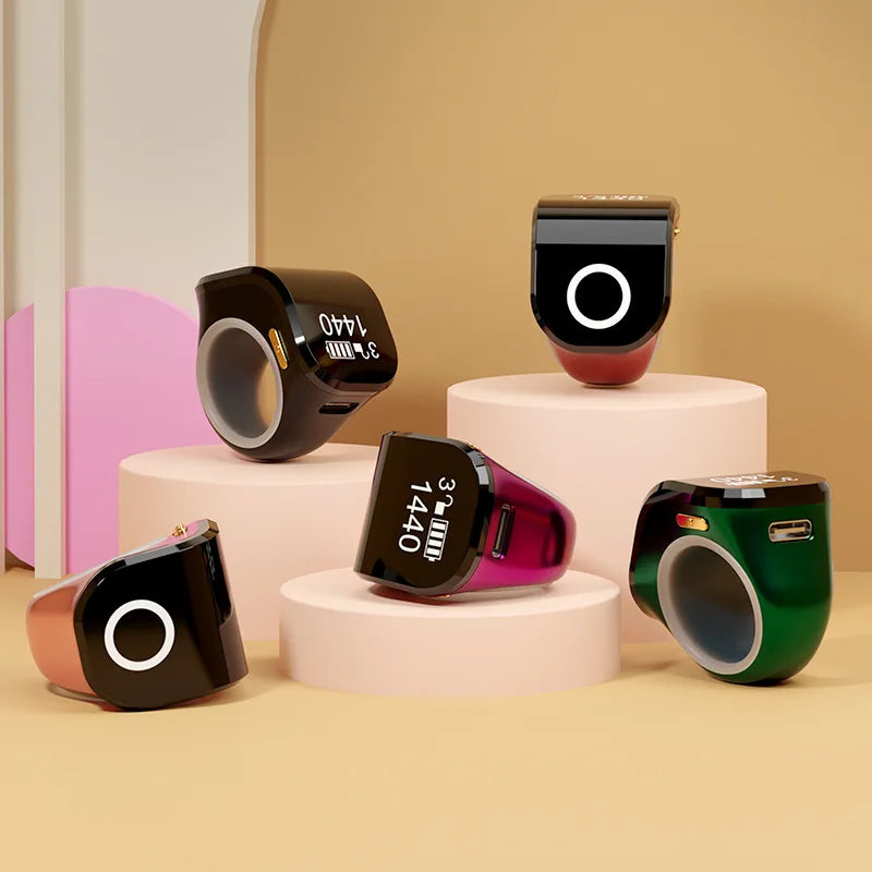 OLED Ring Counter USB-C Charging | Touch-Activated Wearable