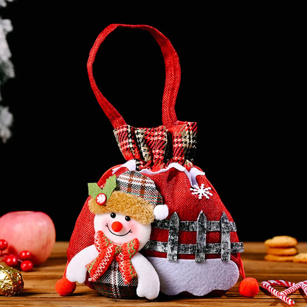 Christmas Santa Sack Cloth Gift Bag with Handle | Holiday Candy Bag