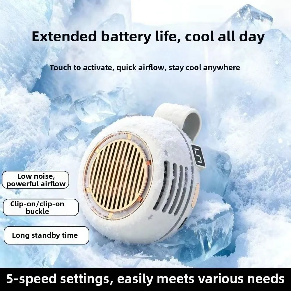 5-Speed Clip-On Waist Fan – USB Rechargeable Portable Cooler