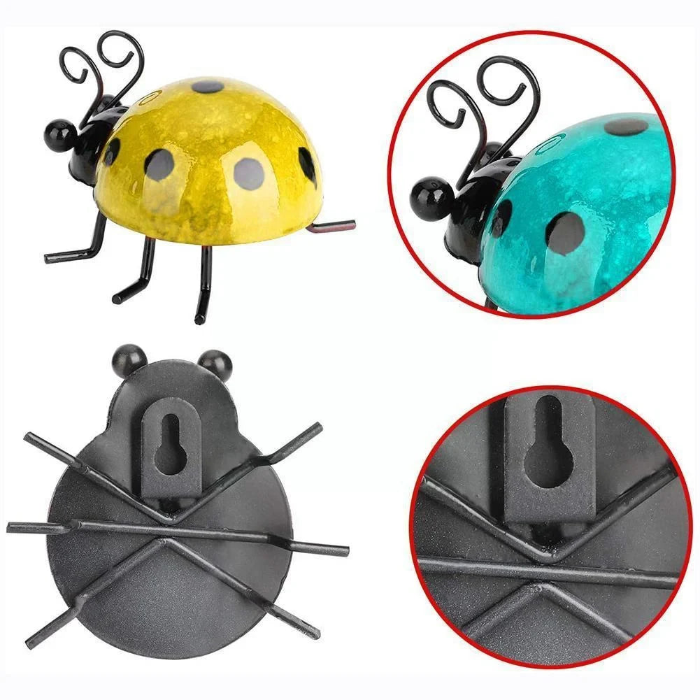 Mini Metal Ladybug Fence Hanger – Outdoor Garden Ornament