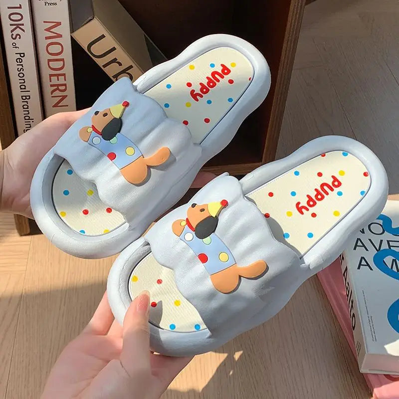 Cute Cartoon Puppy Slides – Soft Sole Summer Slippers Women