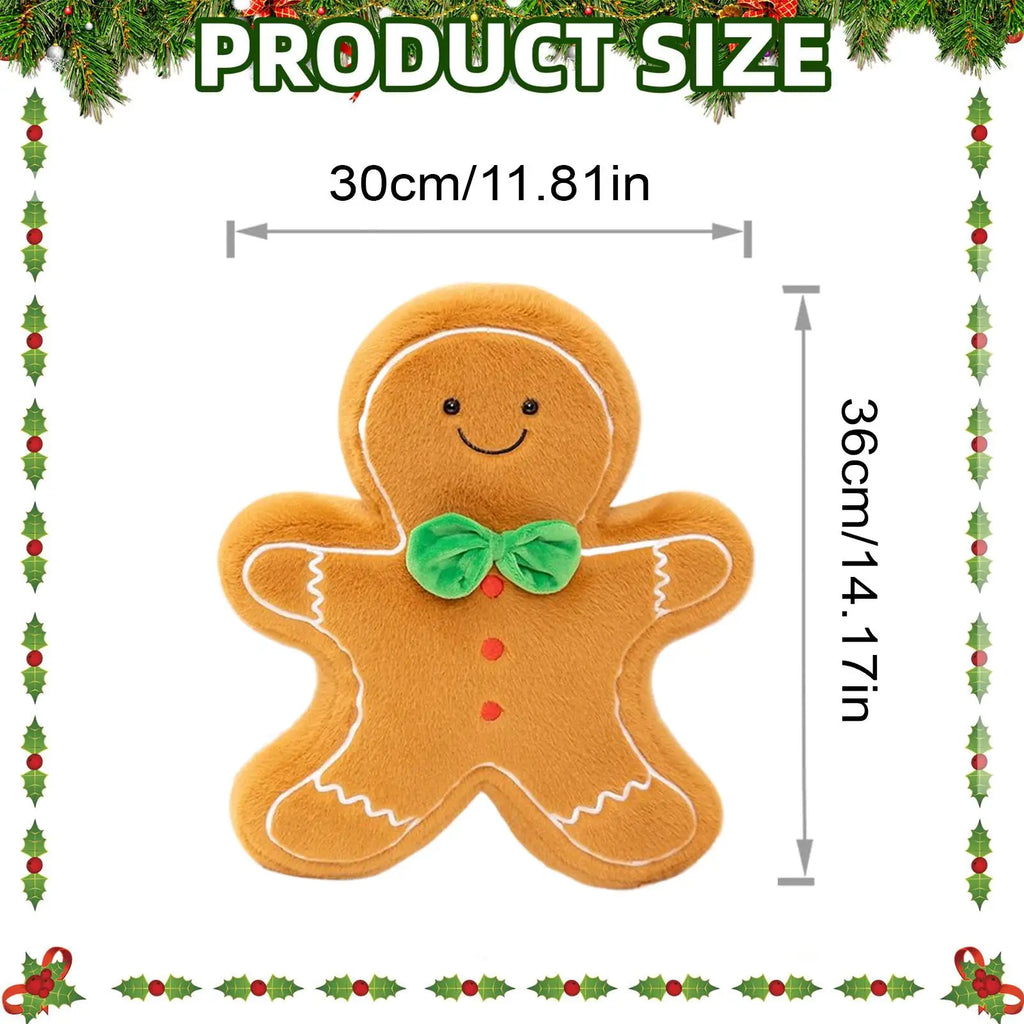 Christmas Plush Decorative Pillow | Tree & Gingerbread Cushion