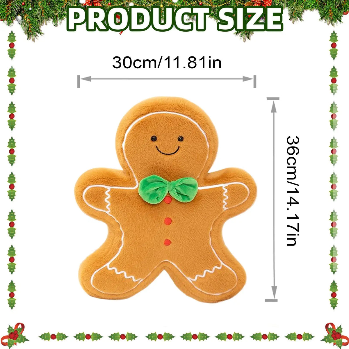 Christmas Plush Decorative Pillow | Tree & Gingerbread Cushion