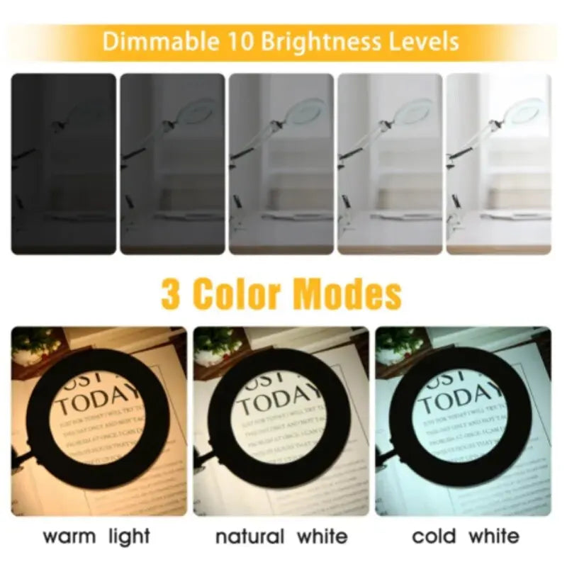 72LED 8X 10X Illuminated Magnifier USB 3 Colors LED Magnifying Glass