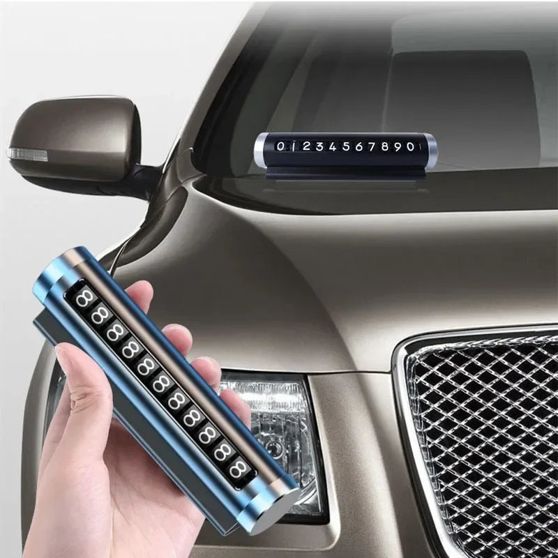 Metal Car Temporary Parking Card Universal Rotate Phone Number Plate