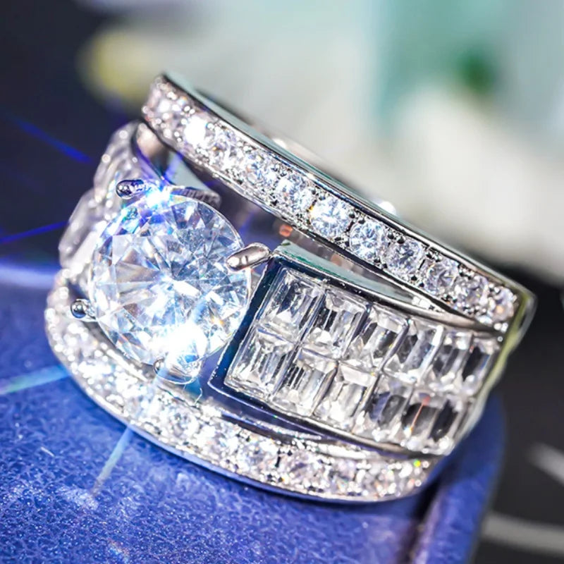 Huitan Cubic Zirconia Wedding Band Ring – Bridal Jewelry