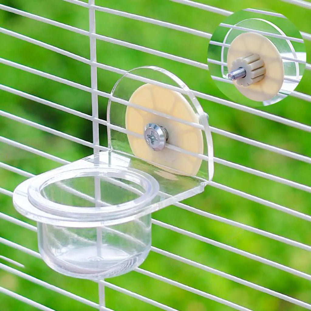 Detachable Transparent Bird Feeder Cups for Cages | Parrot & Cockatiel