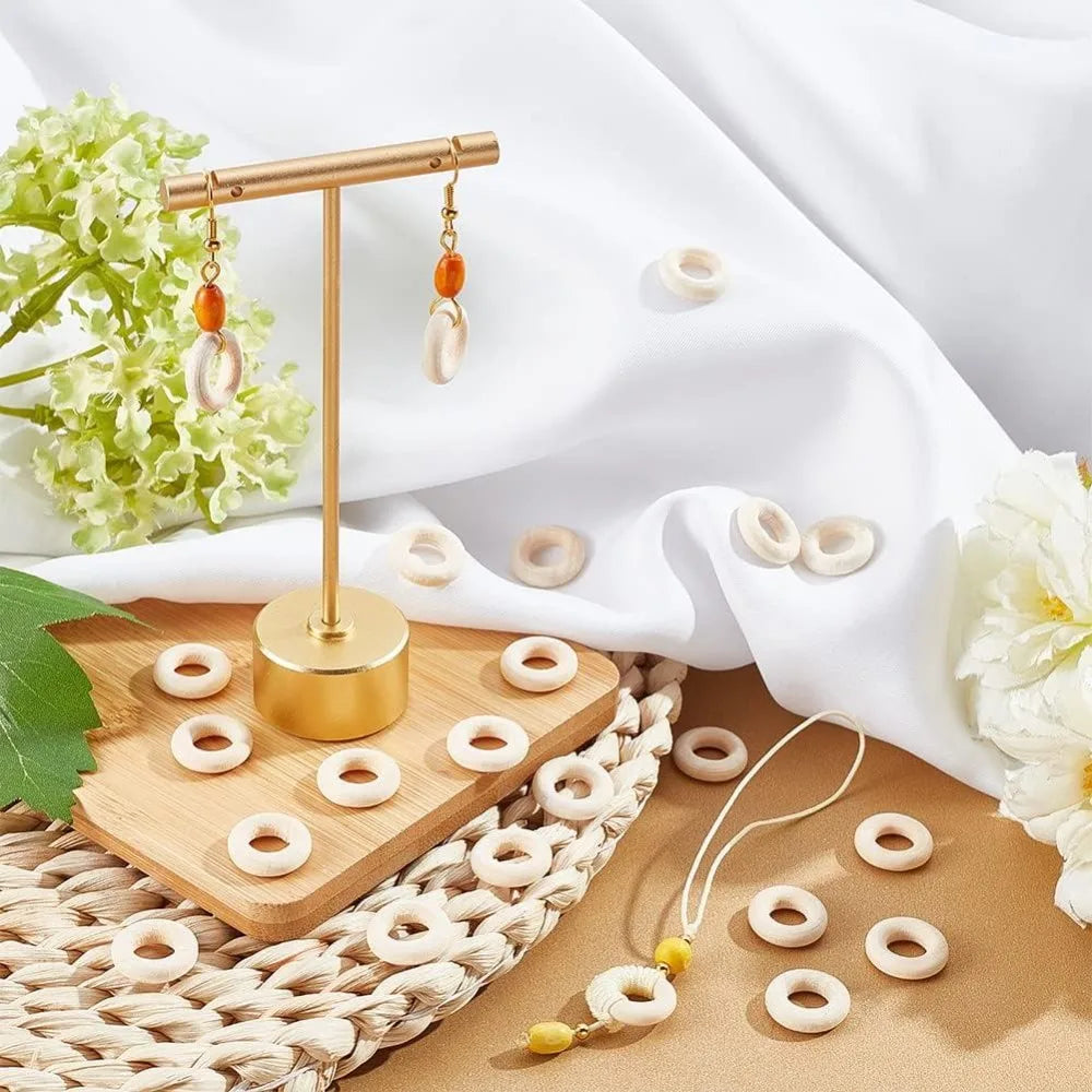 400 Pcs 15mm Unfinished Wooden Linking Rings – DIY Craft Charms