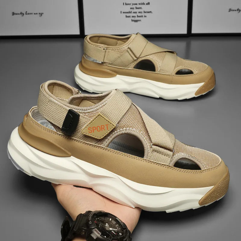 YBQJOO Men's Breathable Hollow Beach Sandals | Anti-Slip