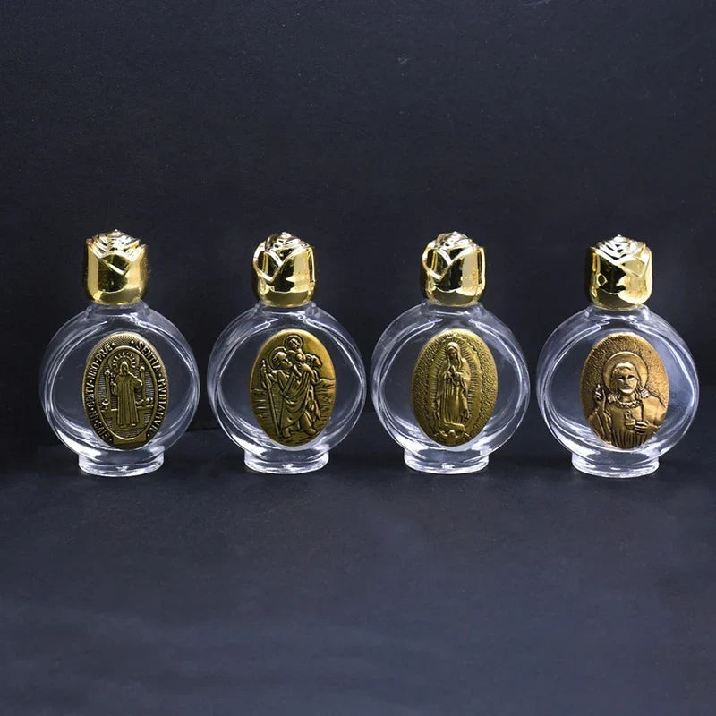 Beautiful Gold Rose Crystal Glass Empty Holy Water Jesus Bottle