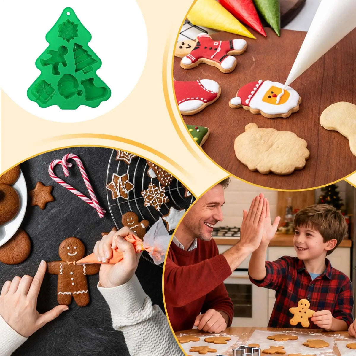 6-Cavity Christmas Tree & Santa Silicone Baking Mold