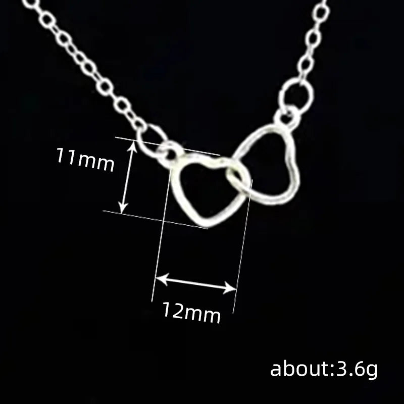 Huitan Double Heart Pendant Necklace – Women's Fashion Jewelry