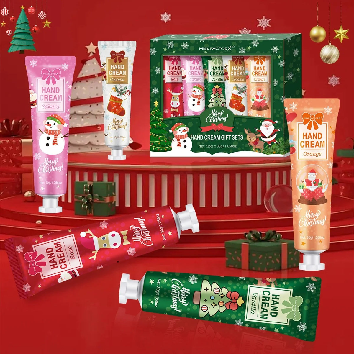 GUDU 5-Piece Hand Cream Gift Set – Travel Size 30g Moisturizer