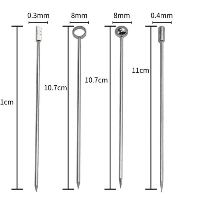 Stainless Steel 304 Cocktail Picks – Fruit Skewer Set 10/50/100
