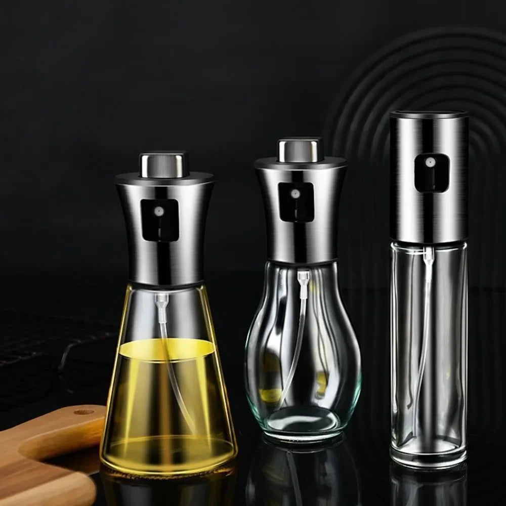 304 Stainless Steel Glass Oil Spray Bottle Pressurized Nozzle Ideal