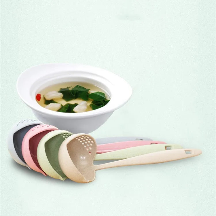 2-in-1 Soup Spoon & Strainer Long Handle Colander Spoon