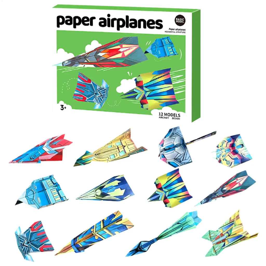 12-Pattern Paper Airplane Book | STEM Craft Kit for Kids & Adults