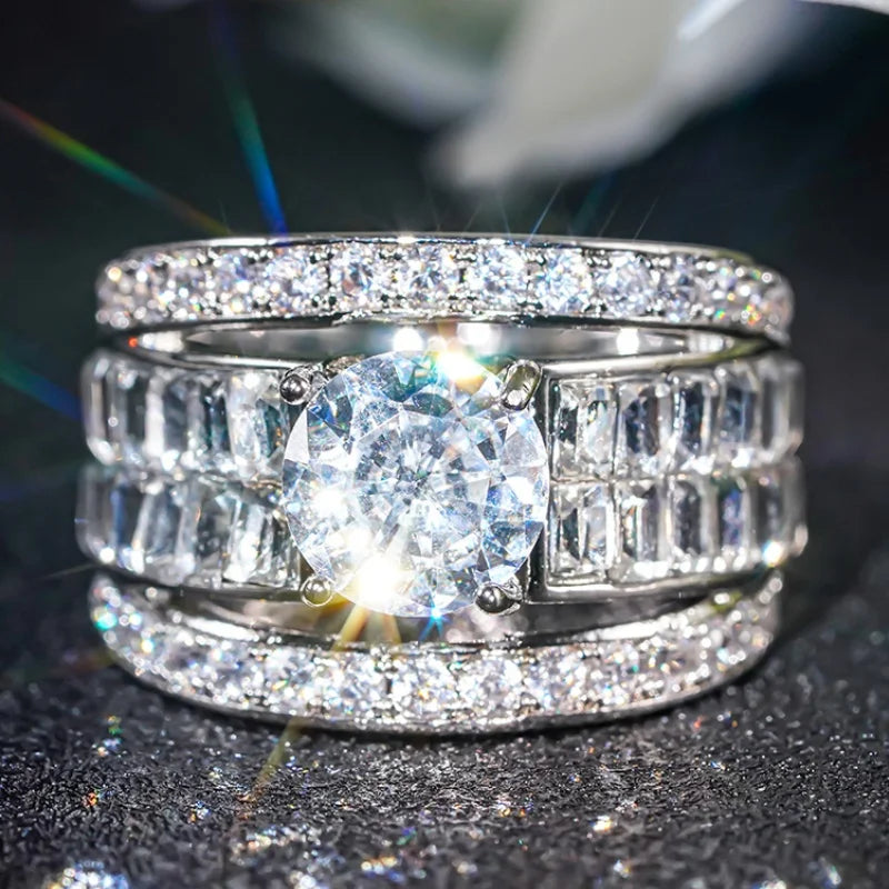 Huitan Cubic Zirconia Wedding Band Ring – Bridal Jewelry
