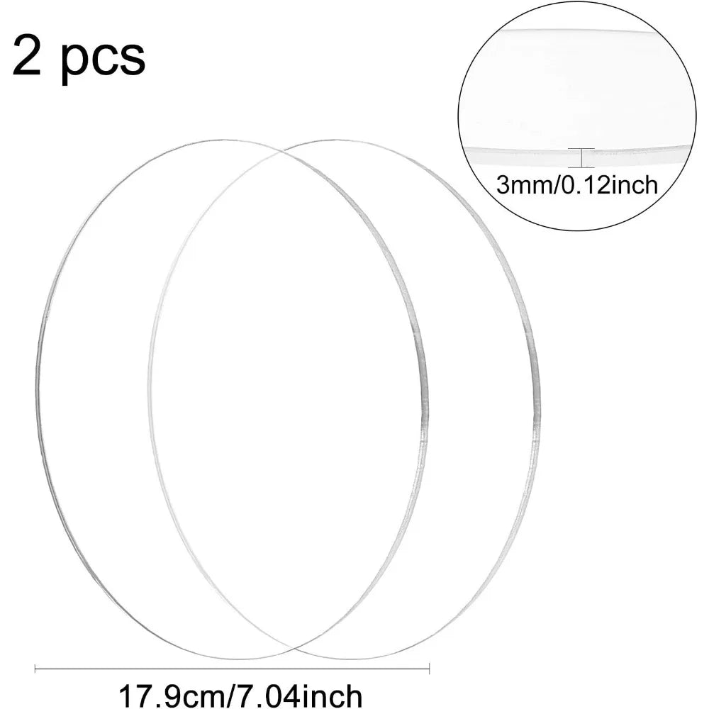 2-Pack 7" Clear Round Acrylic Discs – 3mm DIY Circle Sheets