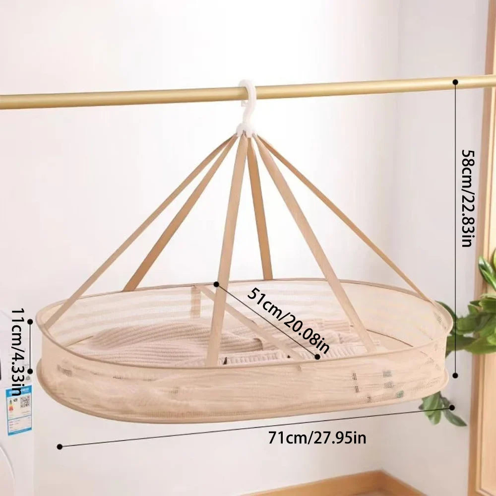 Foldable Hanging Mesh Laundry Bag Windproof Stretch Resistant