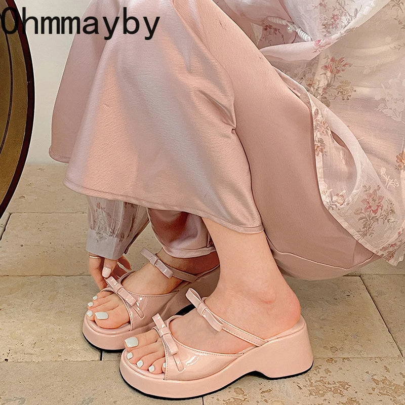 Women's Platform Wedge Slides – Open Toe Summer Sandals