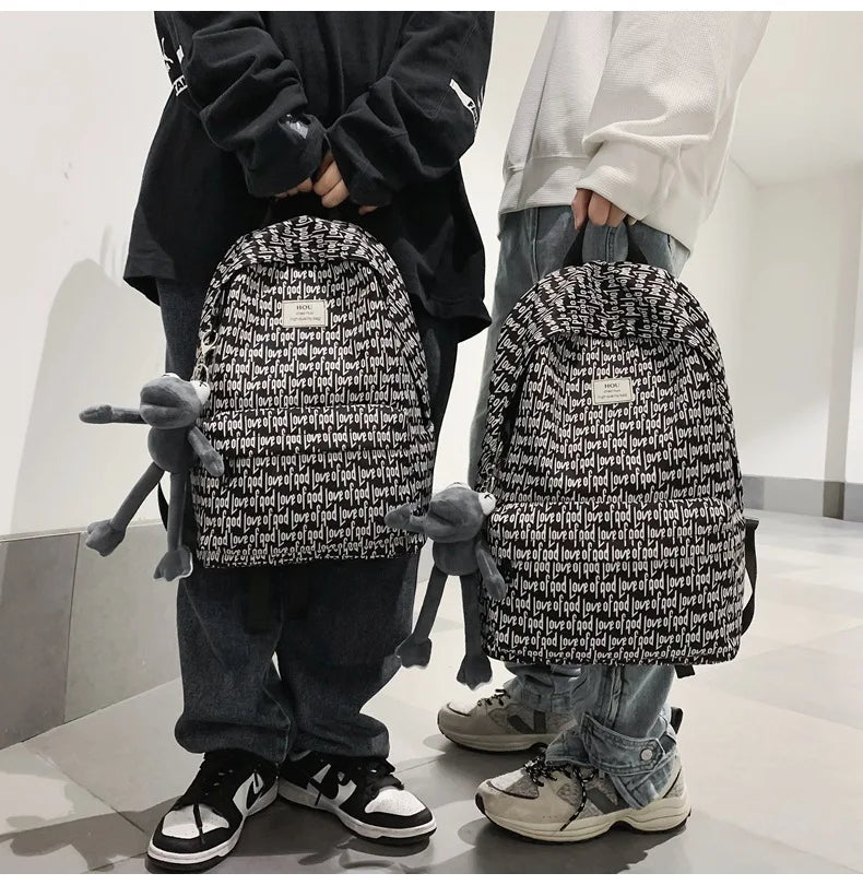 Unisex Words Print Backpack – Large School & Travel Daypack