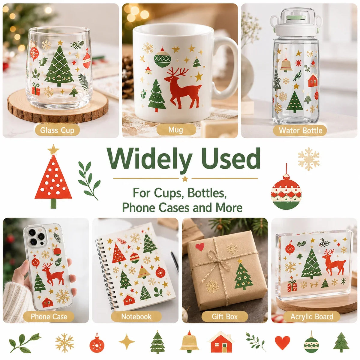 Christmas UV DTF Transfer Stickers – Rub-On Holiday Decals