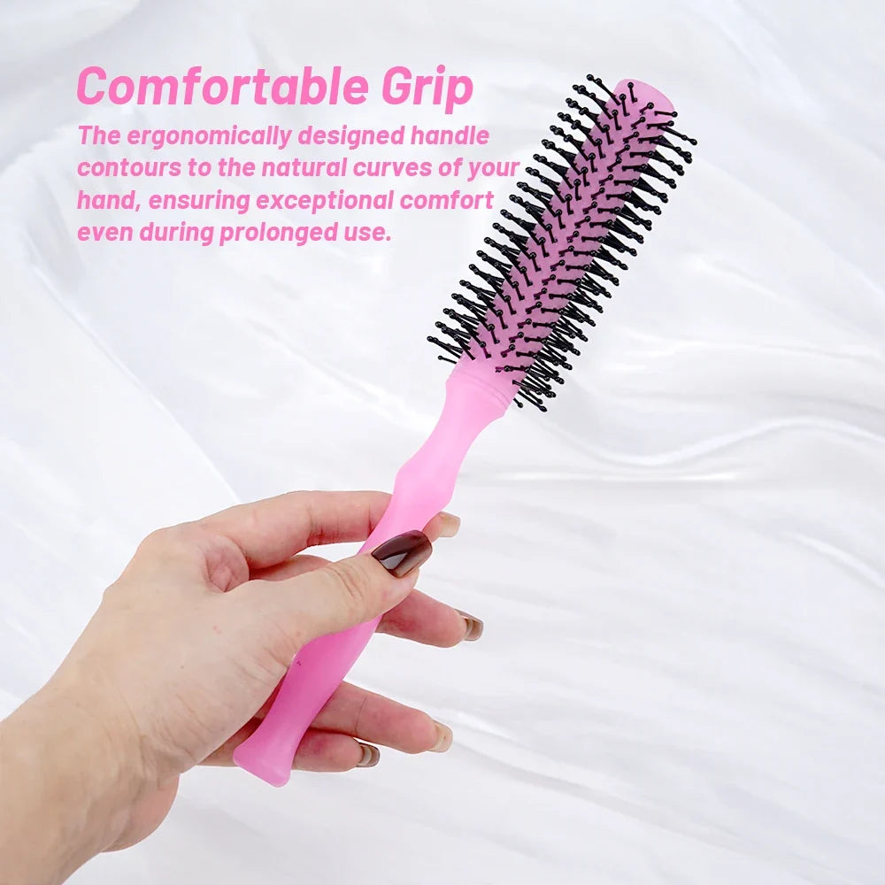 Ergonomic Round Styling Brush – Soft Nylon Bristles, All Hair Types