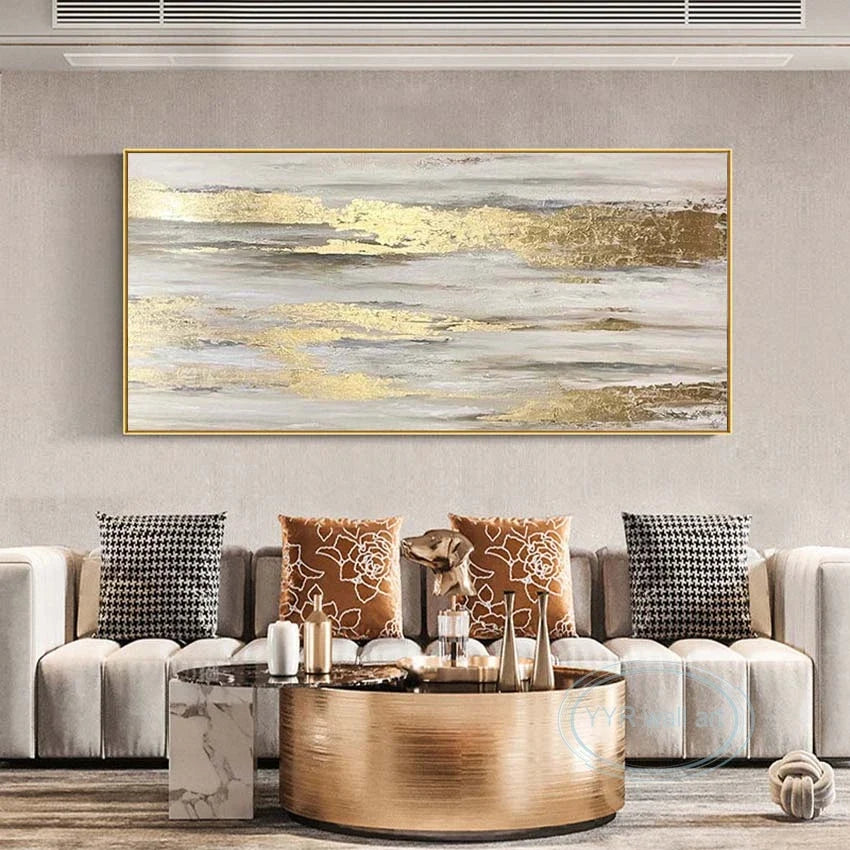 Abstract Gold Foil Handmade Oil Painting | Modern Canvas Wall Art